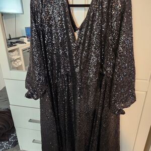Torrid Black Sequin Skater Dress